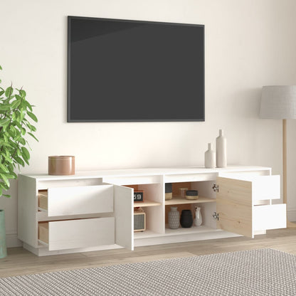 TV-Møbel Hvit TV-benk 176x37x47,5 cm heltre furu