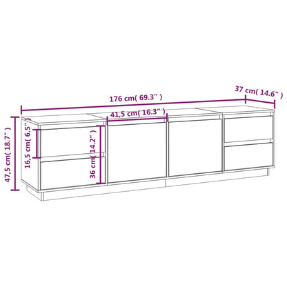 TV-Møbel Hvit TV-benk 176x37x47,5 cm heltre furu
