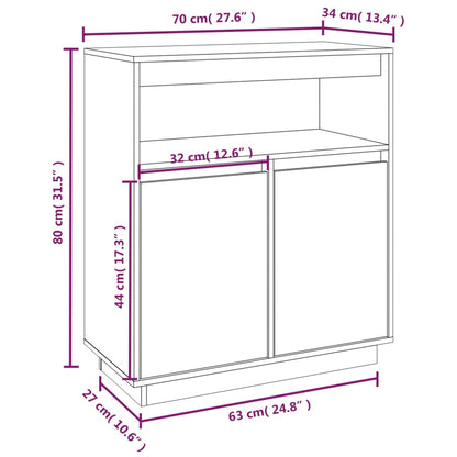 Skjenk Hvit 70x34x80 cm heltre furu