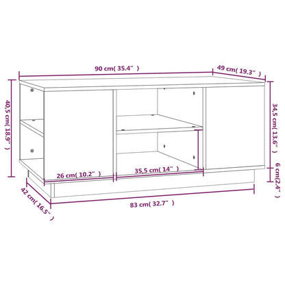 Salongbord Sofabord Tre heltre furu Honningbrun 90x49x40,5 cm