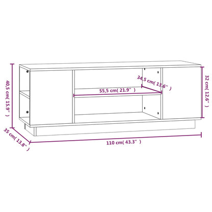 TV-Møbel Hvit TV-benk 110x35x40,5 cm heltre furu