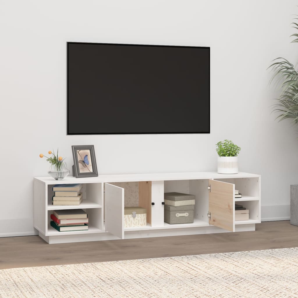 TV-Møbel Hvit TV-benk 156x40x40 cm heltre furu