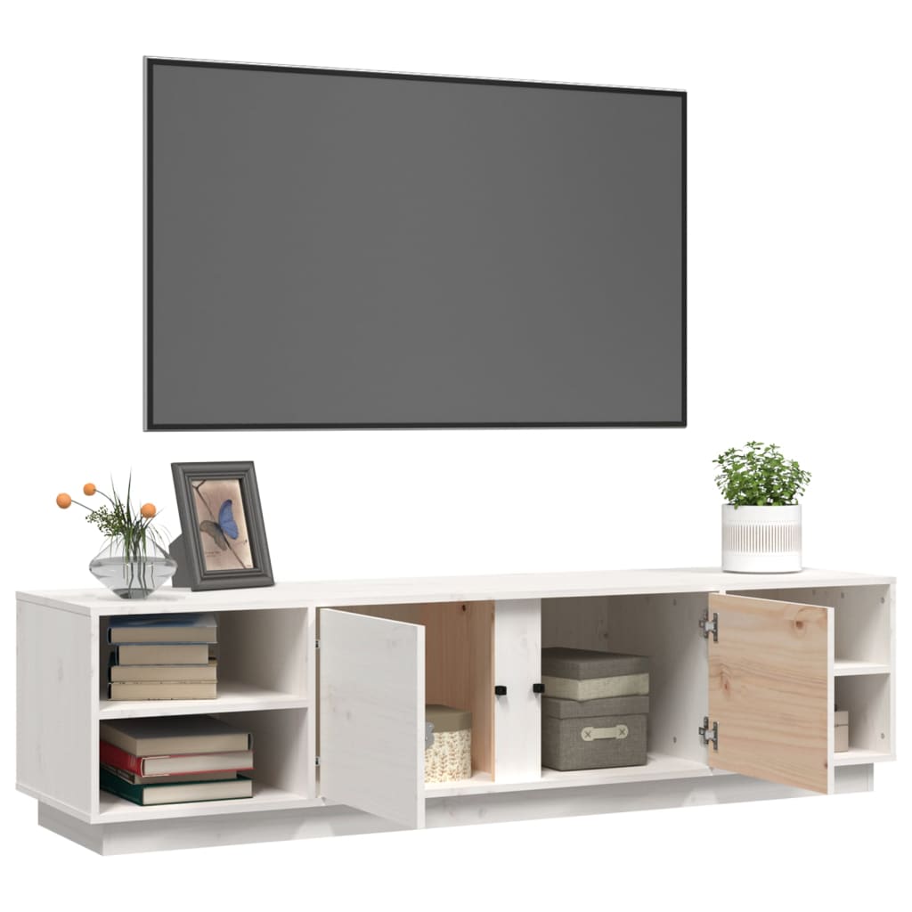 TV-Møbel Hvit TV-benk 156x40x40 cm heltre furu
