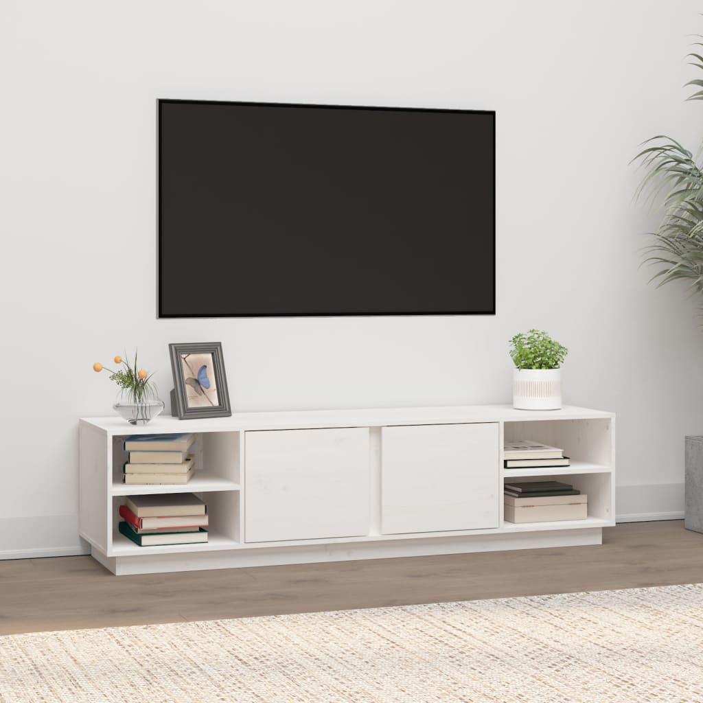 TV-Møbel Hvit TV-benk 156x40x40 cm heltre furu