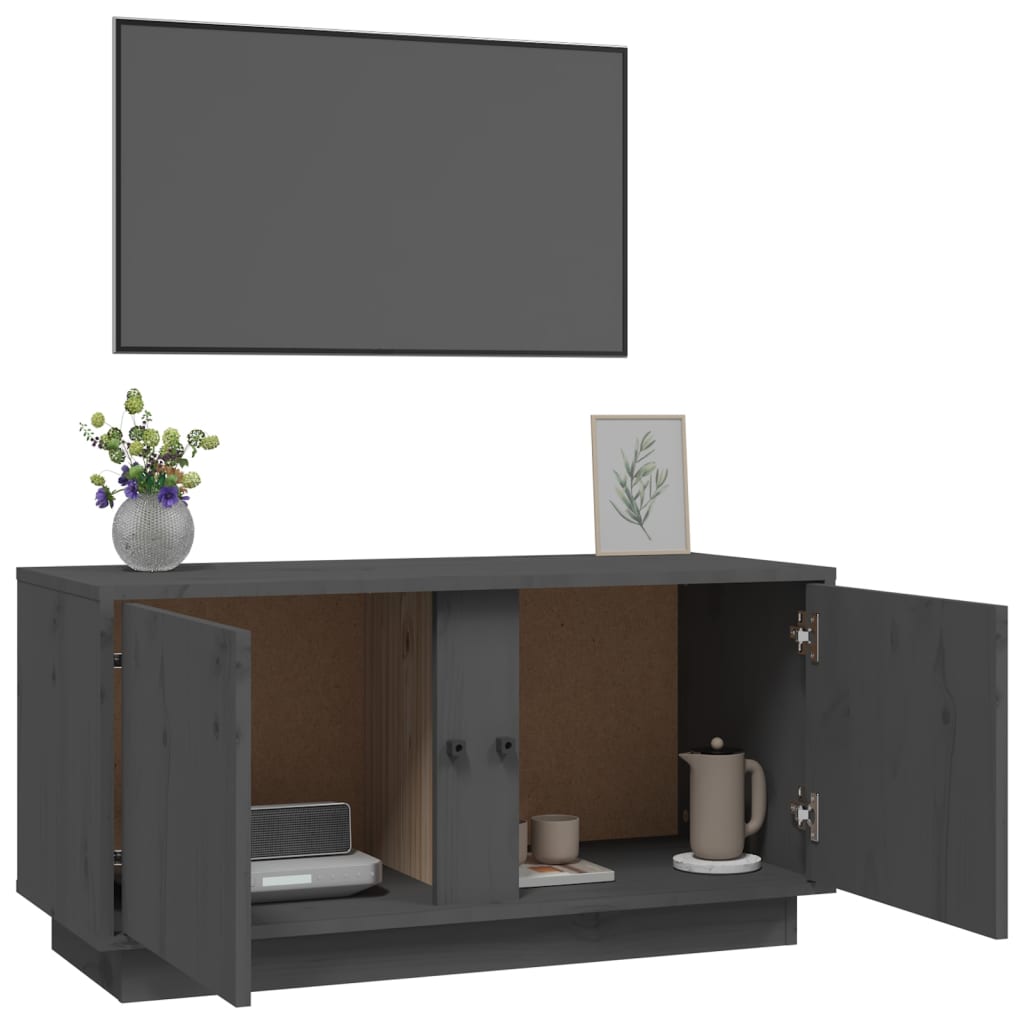 TV-Møbel Grå Tv-benk 80x35x40,5 cm heltre furu