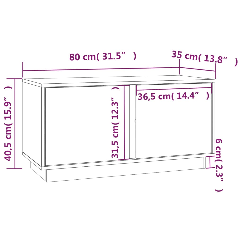 TV-Møbel Grå Tv-benk 80x35x40,5 cm heltre furu