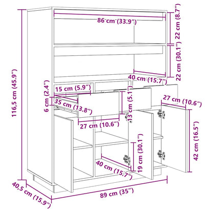 Skap Brun Honningbrun 89x40x116,5 cm heltre furu