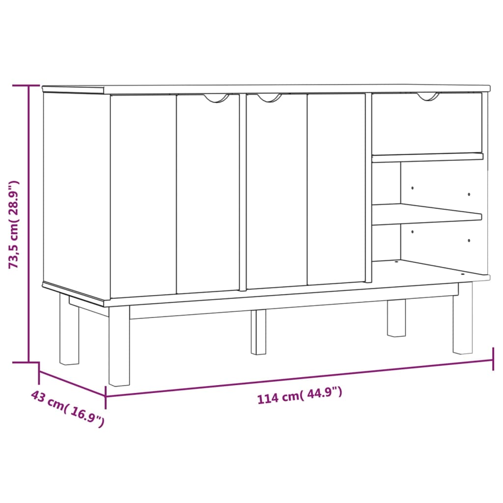 Skjenk Tre heltre furu OTTA 114x43x73,5 cm