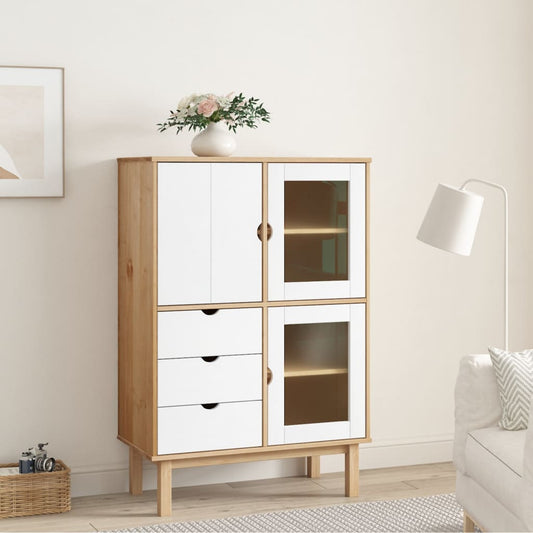 Skap brun og hvit OTTA 85x43x125 cm heltre furu