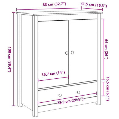 Skjenk Hvit 83x41,5x100 cm heltre furu