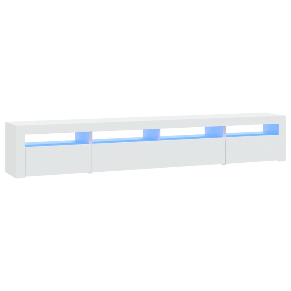 TV-Møbel Hvit TV-benk med LED-lys 240x35x40 cm