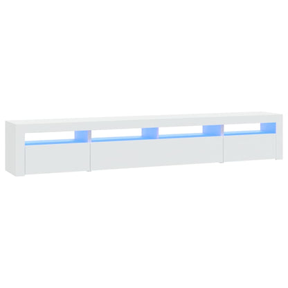 TV-Møbel Hvit TV-benk med LED-lys 240x35x40 cm