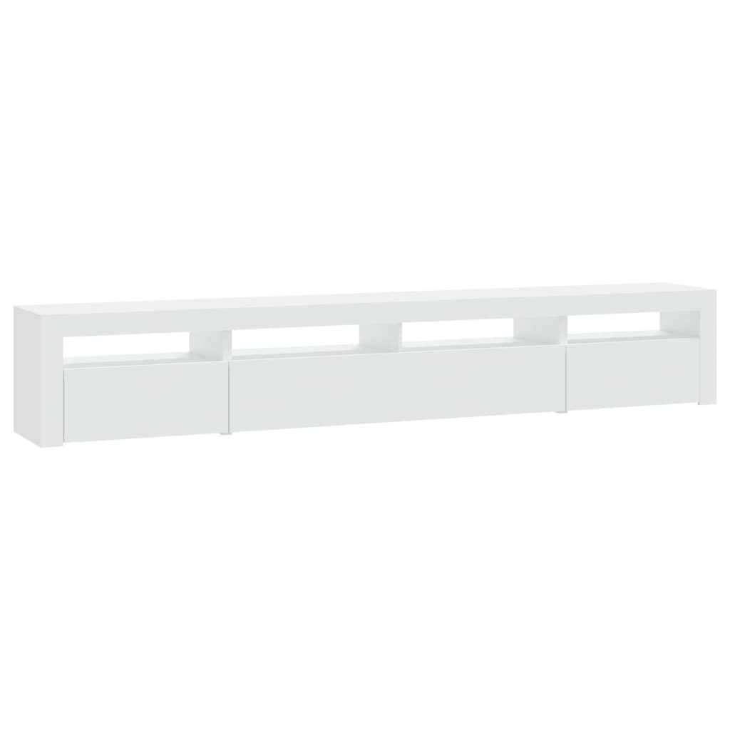 TV-Møbel Hvit TV-benk med LED-lys 240x35x40 cm