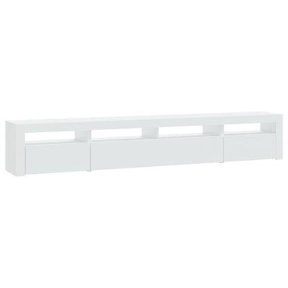 TV-Møbel Hvit TV-benk med LED-lys 240x35x40 cm