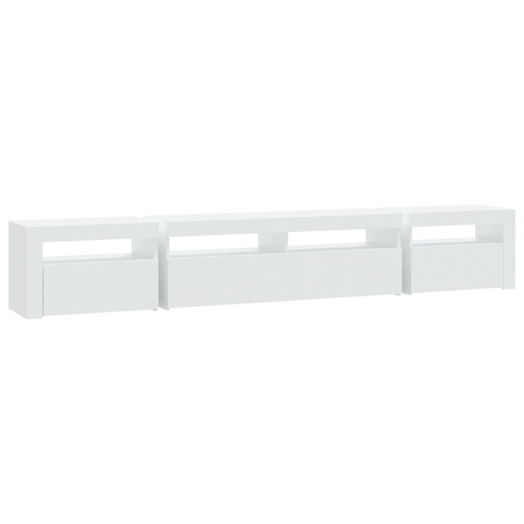 TV-Møbel Hvit TV-benk med LED-lys 240x35x40 cm