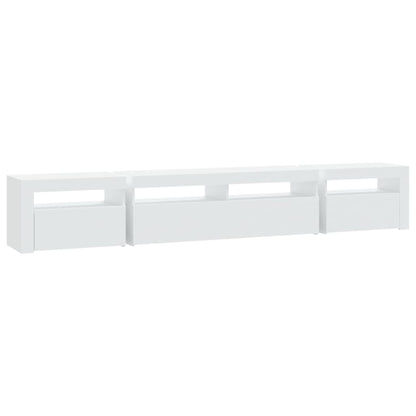 TV-Møbel Hvit TV-benk med LED-lys 240x35x40 cm