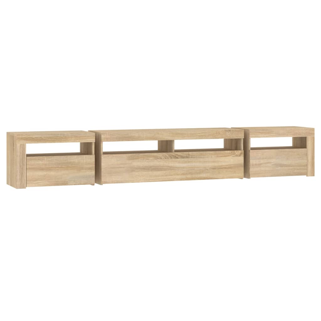 TV-Møbel Sonoma Eik TV-benk med LED-lys 240x35x40 cm