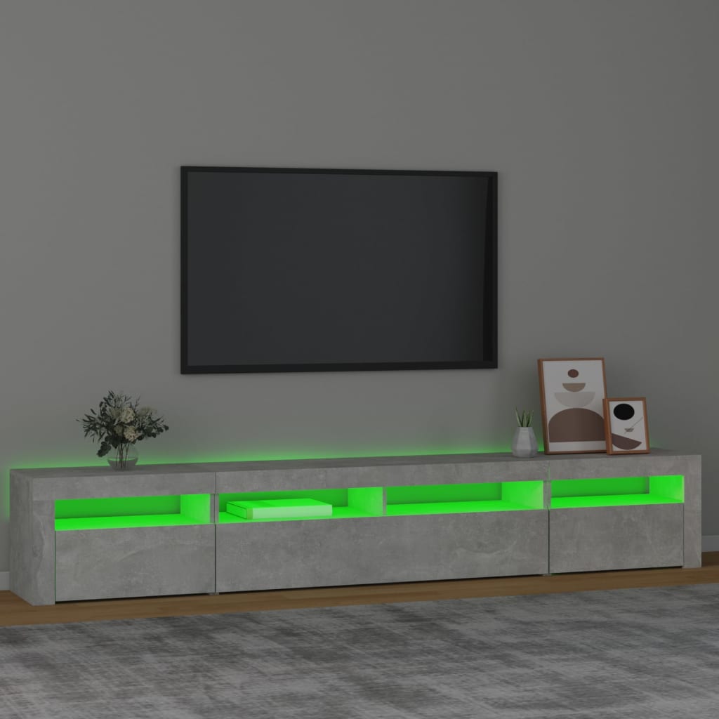 TV-Møbel Betonggrå TV-benk med LED-lys 240x35x40 cm