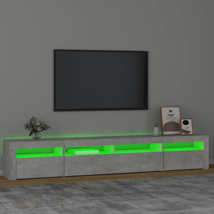 TV-Møbel Betonggrå TV-benk med LED-lys 240x35x40 cm