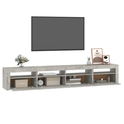 TV-Møbel Betonggrå TV-benk med LED-lys 240x35x40 cm
