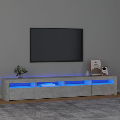 TV-Møbel Betonggrå TV-benk med LED-lys 240x35x40 cm