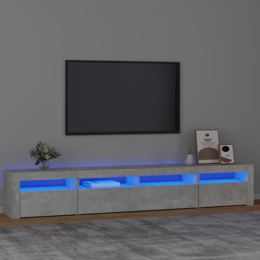 TV-Møbel Betonggrå TV-benk med LED-lys 240x35x40 cm