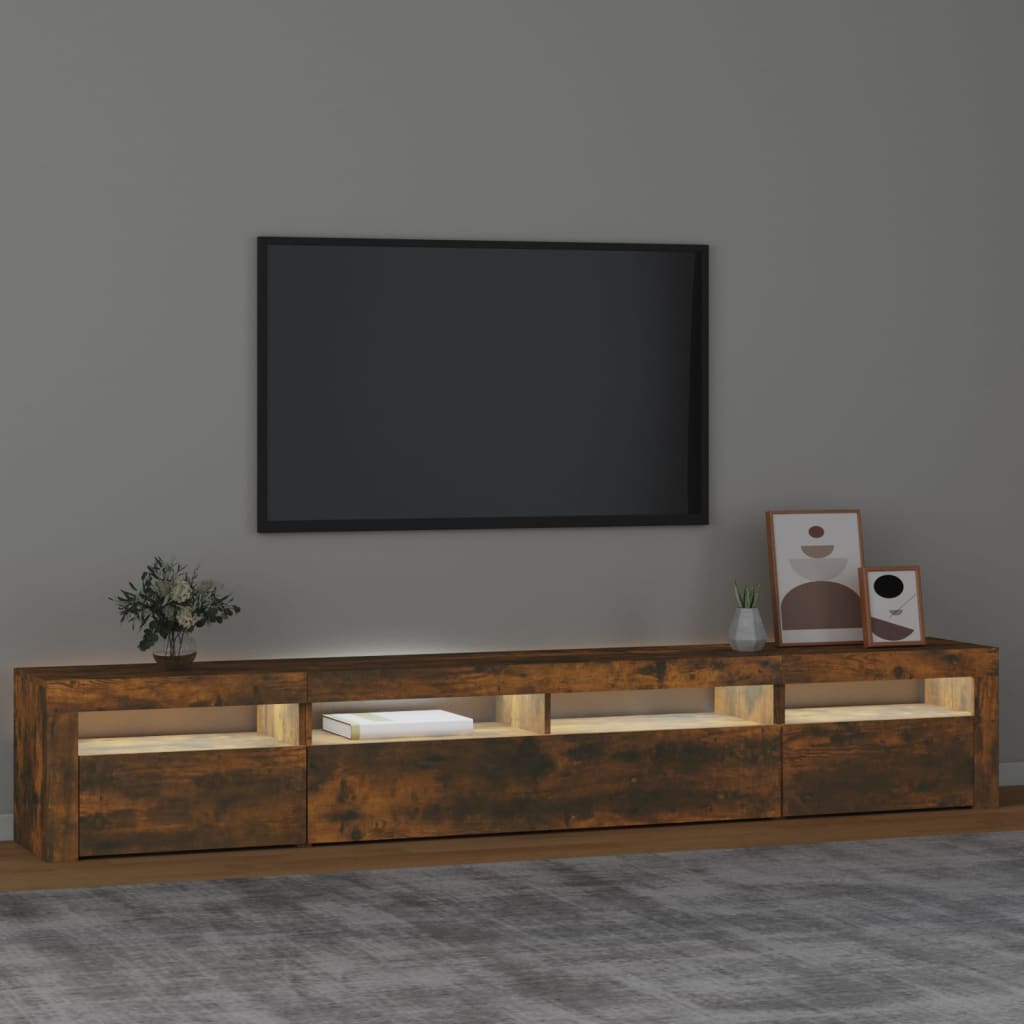 TV-Møbel Røkt Eik TV-benk med LED-lys 240x35x40 cm