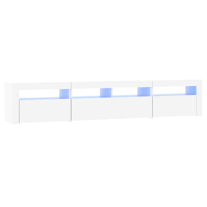 TV-Møbel Hvit TV-benk med LED-lys 210x35x40 cm