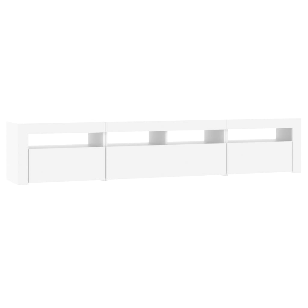 TV-Møbel Hvit TV-benk med LED-lys 210x35x40 cm