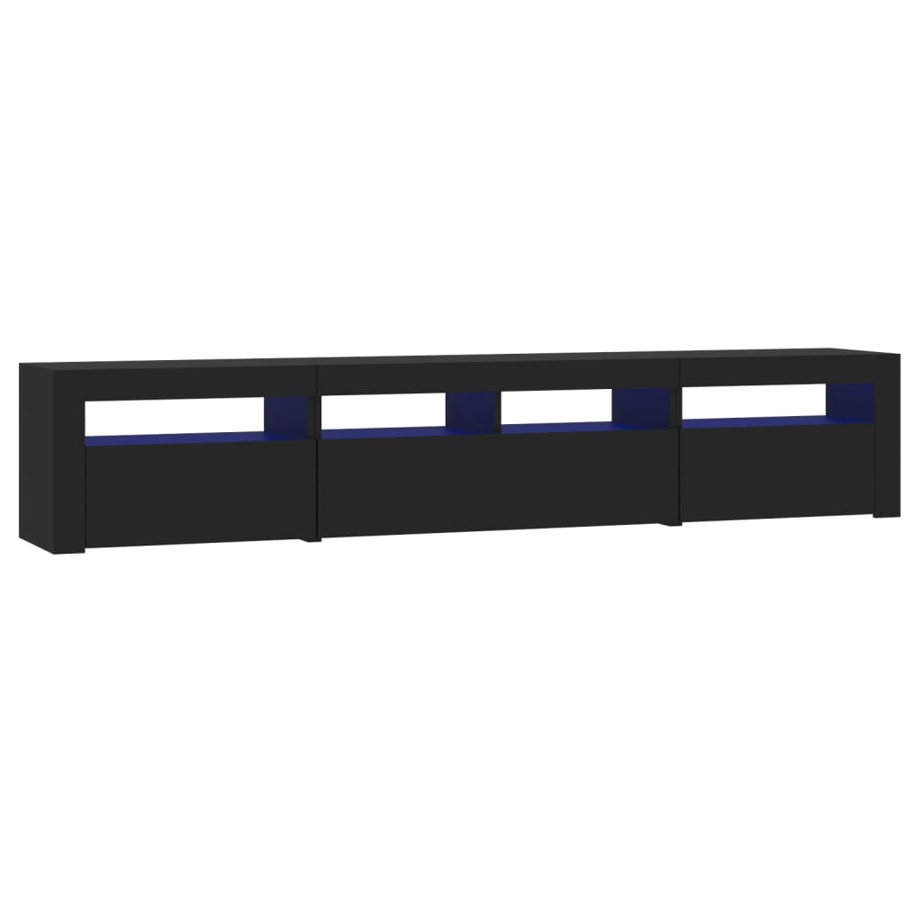 TV-Møbel Svart TV-benk med LED-lys 210x35x40 cm