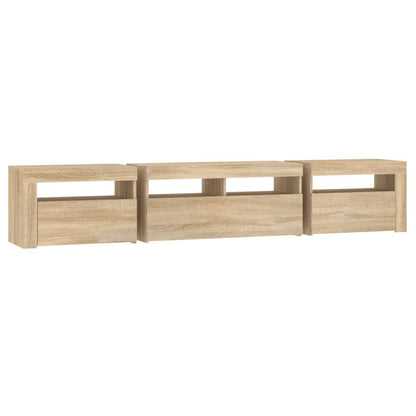 TV-Møbel Sonoma Eik TV-benk med LED-lys 210x35x40 cm