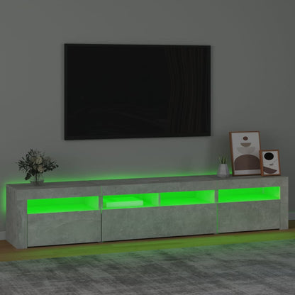 TV-Møbel Betonggrå TV-benk med LED-lys 210x35x40 cm