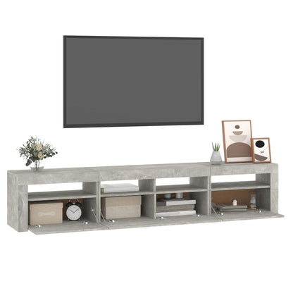 TV-Møbel Betonggrå TV-benk med LED-lys 210x35x40 cm