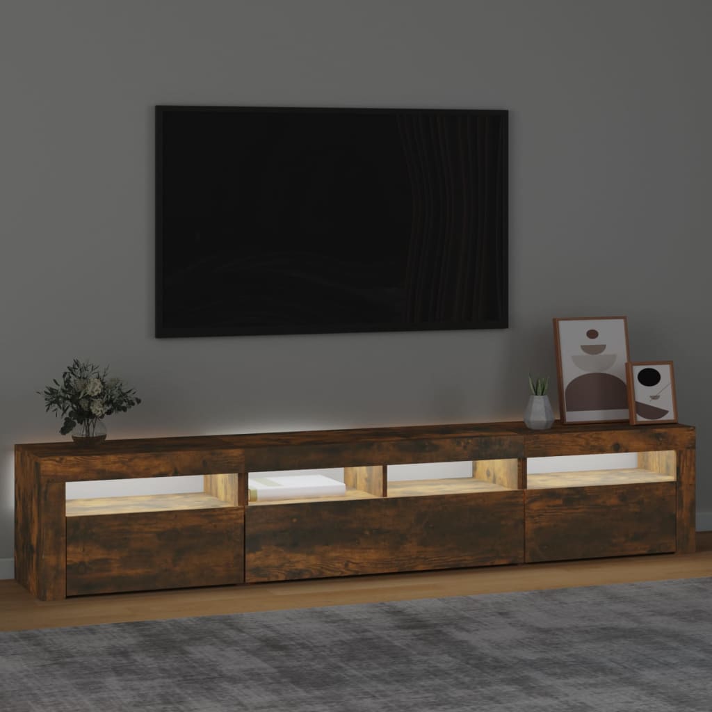 TV-Møbel Røkt Eik TV-benk med LED-lys 210x35x40 cm
