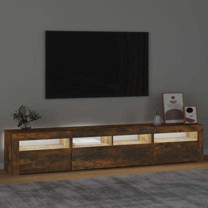 TV-Møbel Røkt Eik TV-benk med LED-lys 210x35x40 cm