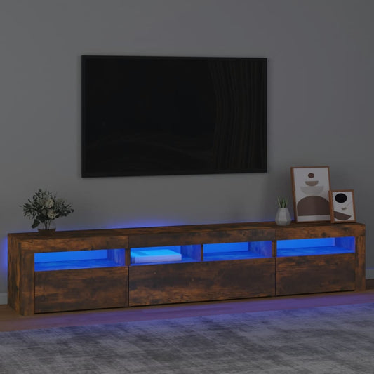 TV-Møbel Røkt Eik TV-benk med LED-lys 210x35x40 cm
