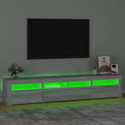 TV-Møbel Sonoma Grå TV-benk med LED-lys 210x35x40 cm