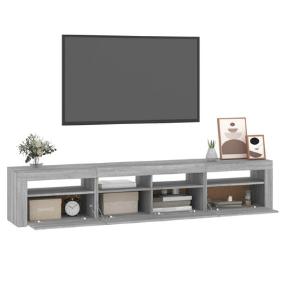 TV-Møbel Sonoma Grå TV-benk med LED-lys 210x35x40 cm