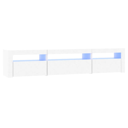 TV-Møbel Hvit TV-benk med LED-lys 195x35x40 cm