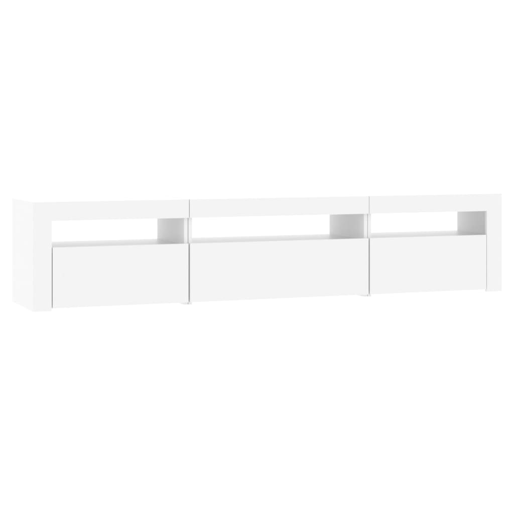 TV-Møbel Hvit TV-benk med LED-lys 195x35x40 cm