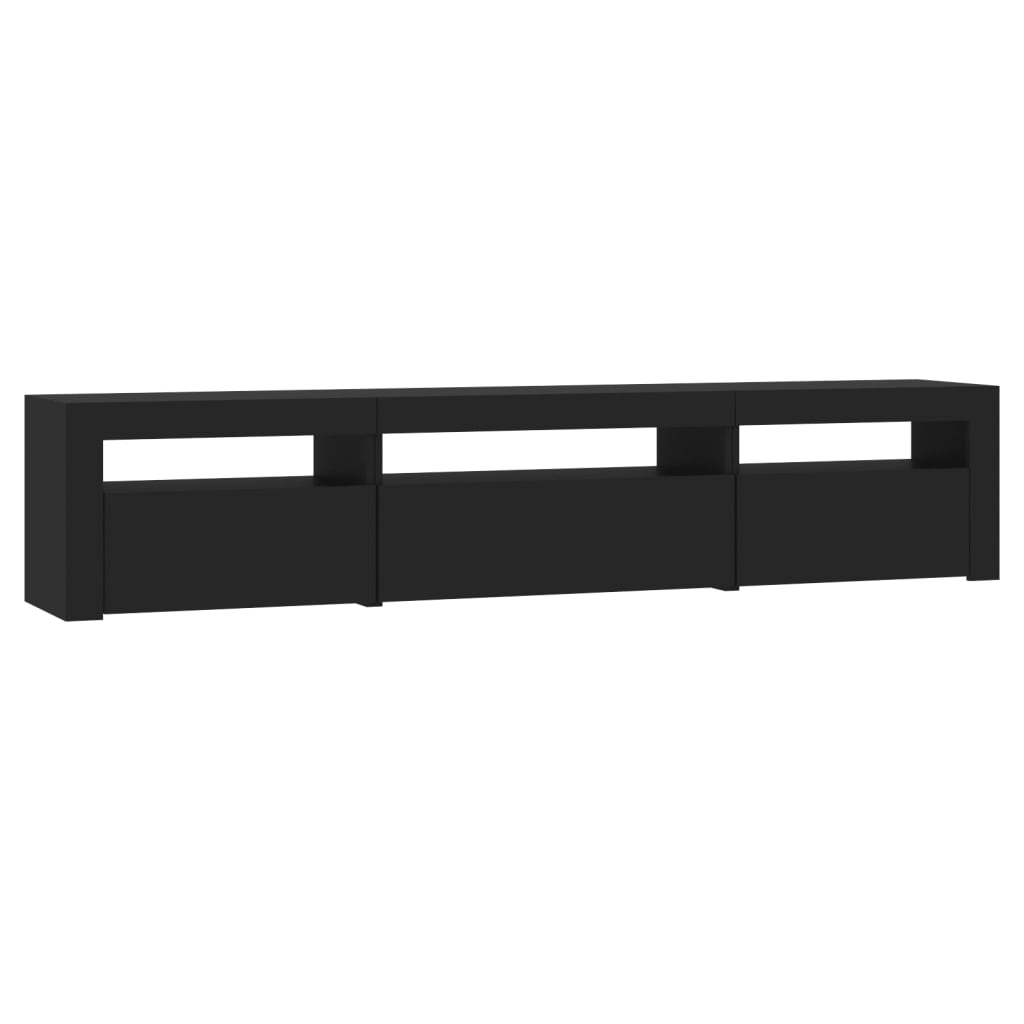TV-Møbel Svart TV-benk med LED-lys 195x35x40 cm
