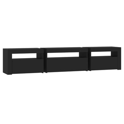 TV-Møbel Svart TV-benk med LED-lys 195x35x40 cm