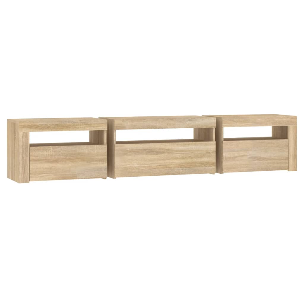 TV-Møbel Sonoma Eik TV-benk med LED-lys 195x35x40 cm