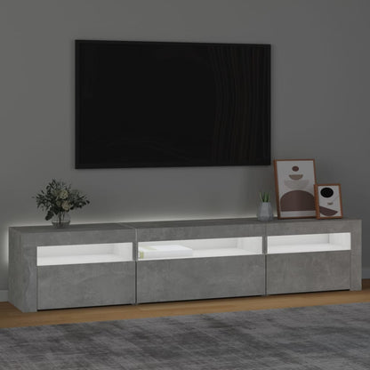 TV-Møbel Betonggrå TV-benk med LED-lys 195x35x40 cm