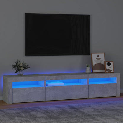 TV-Møbel Betonggrå TV-benk med LED-lys 195x35x40 cm