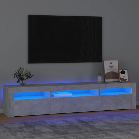 TV-Møbel Betonggrå TV-benk med LED-lys 195x35x40 cm