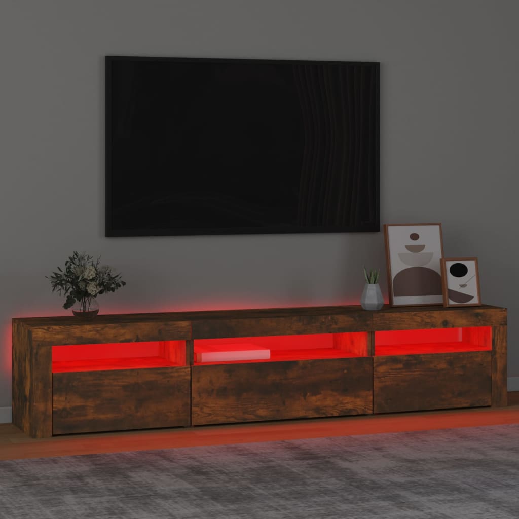 TV-Møbel Røkt Eik TV-benk med LED-lys 195 x 35 x 40 cm