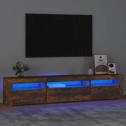 TV-Møbel Røkt Eik TV-benk med LED-lys 195 x 35 x 40 cm