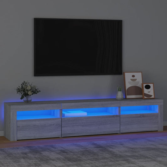 TV-Møbel Sonoma Grå TV-benk med LED-lys 195 x 35 x 40 cm