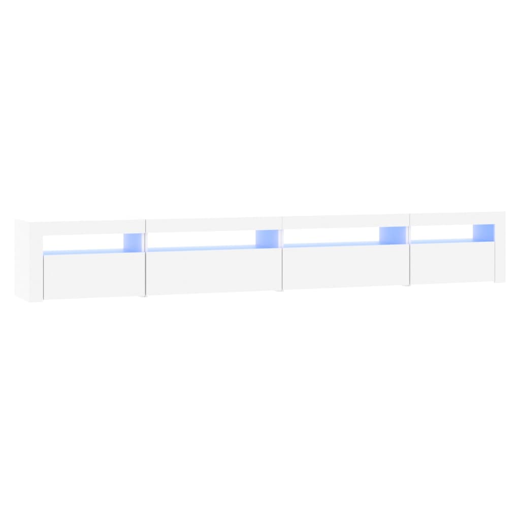 TV-Møbel Hvit TV-benk med LED-lys 270x35x40 cm
